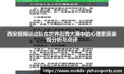 西安极限运动队在世界街舞大赛中的心理素质表现分析与点评
